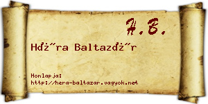 Héra Baltazár névjegykártya